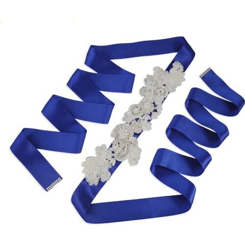 Fashion Flowers Handmade Belt Luxury Wedding Sashe Crystal Beads Pearl Diamonds Embroidered Belt Wedding Sashes For Party Dress