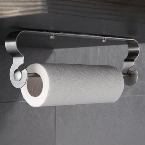 1pcs Stainless Steel Wall Mounted Kitchen Roll Holder Self Adhesive Dispenser Paper Towel Holder Towel Rack