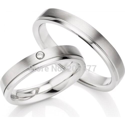 Anel de prata his and hers rings white gold plating pure titanium engagement wedding bands rings 2014