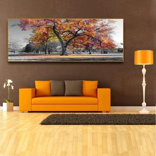 Autumn maple tree print on canvas HD painting multi-color leaves wall art prints and poster pictures living room home decoration