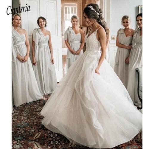 Princess Puffy Ball Gown Wedding Dresses Sleeveless Tiered Tull Skirt Backless 2020 Elegant Full Length Bridal Dresses