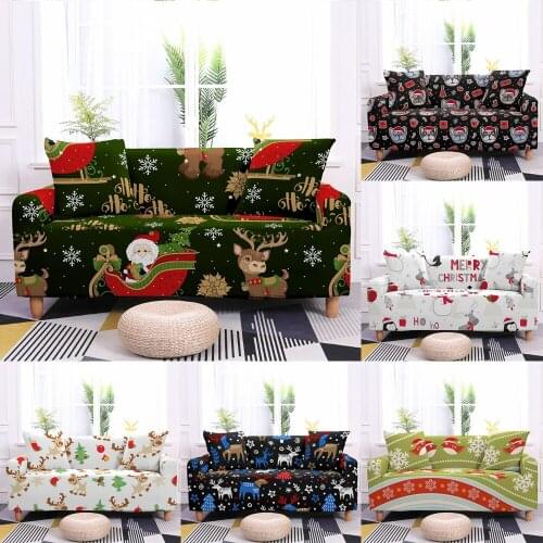 Christmas Decor Elastic Sofa Covers For Living Room Stretch Non-slip Couch Cover Home Santa Claus Xmas Sofa Slipcover Protectors