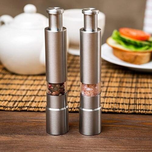 Stainless Steel Manual Salt & Pepper Mill Grinder Spice Thumb Push Mill Muller for Cooking Kitchen Tools Accessories 19NOV29