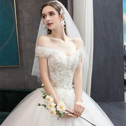 Robe de soirée de mariage New Arrival Wedding Bride Dress Off the Shoulder Sequined Floor Length vestifo de novia suknia slubna