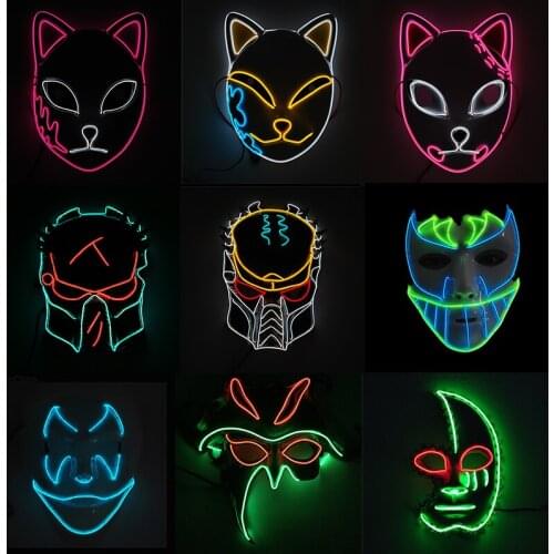 Glowing Anonymous Face Mask Cosplay Party Props Alien Predator Cartoon Led Mask For Halloween Carnival