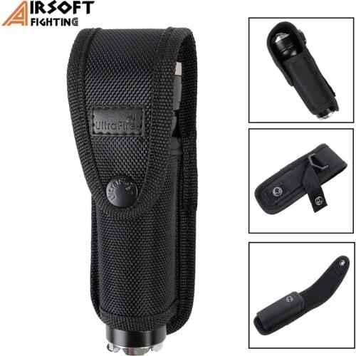 Flashlight Molle Pouch Holster Outdoor Hunting Hiking Portable Electronic Torch Holster Cover Case for Belt BK