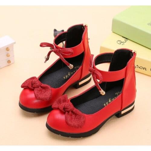 Girls Princess Shoes Bow-knot Childrens Shoes Kids Leather Shoes Spring Autumn 2021 New Soft-soled Sweet Cute for Wedding Chic