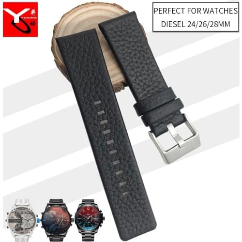 24mm 26mm 28mm Universal Italian Cowhide Watch Strap Needle Buckle Leather Watchband for Diesel Watch DZ7313 DZ7322 DZ7257