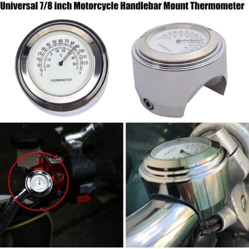 Universal 7/8 inch Motorcycle Handlebar Mount Thermometer Dial Clock Thermometer Temp Gauge For Harley Waterproof Accessories