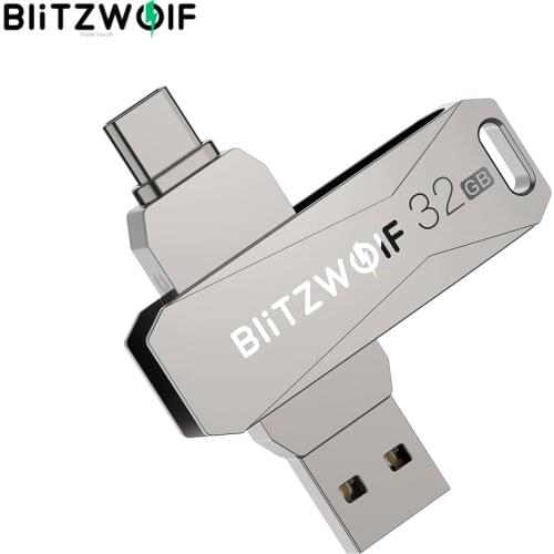 BlitzWolf BW-UPC2 2 in 1 Type-C USB3.0 Ultra-fast Transmission 360° Rotation Zinc Alloy 32GB 64GB Support OTG USB Flash Drive