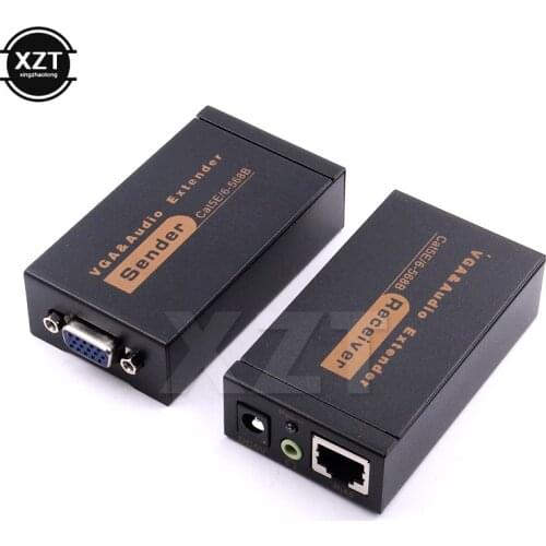 High Quality 100M 328ft VGA Video Audio Extender Over Single RJ45 CAT5e/6 1080P Extension adpater Lightning protection