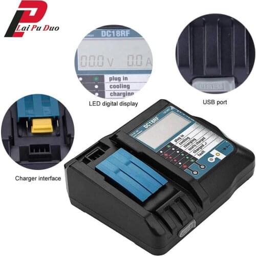 DC18RF DC18RA Li-ion Battery Charger with LCD Digital Display For Makita 14.4V 18V BL1830 BL1815 DC18RC BL1430