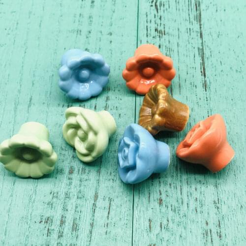 Green & Blue Creamic Rare Hand Painted Ceramic Knobs Cabinet Drawer Handle Pulls / Cute Kitchen Cupboard Knob Furniture Hardware