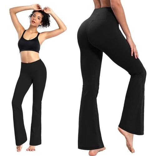 Flared Leggings for Women Spandex High Waisted Flare Pants Workout Fitness Leggings Gym Indoor Sport Push Up Leggins Plus Size
