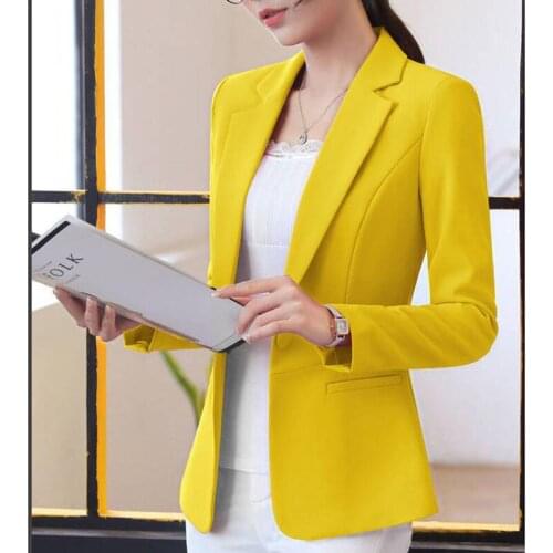 Spring Autumn New Blazers Women Solid Color Female Elegant Single Button Blazer Coat Slim Office Ladies Short Blazer Jacket Y119