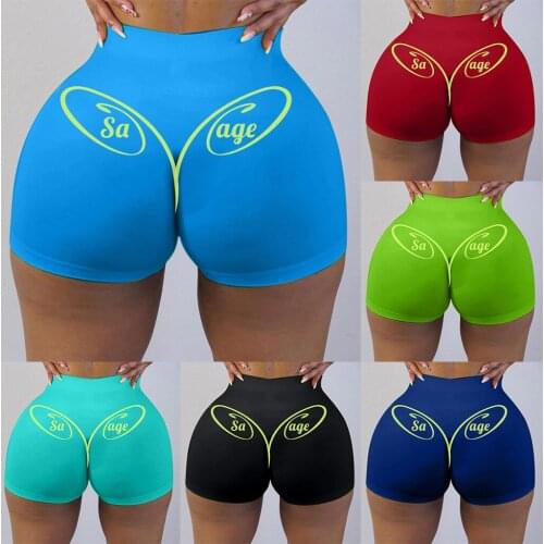 2021 Fashion Women Biker Shorts Letters Print Clubwear Homewear Summer Casual Stretch Slim Shorts Bottoms mallas cortas mujer
