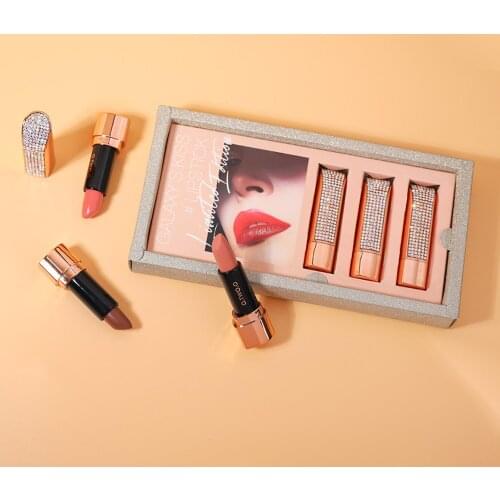 3pcs /Set Mini Matte Lipstick Moisturizing Waterproof Long Lasting Lip Gloss Lips Make-Up Lip Tint Lip Glaze Lip Cosmetics