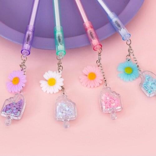 4pcs 0.5mm New Black Ink Daisy Gel Pen Student Stationery Cute Pens Writing School Supplies