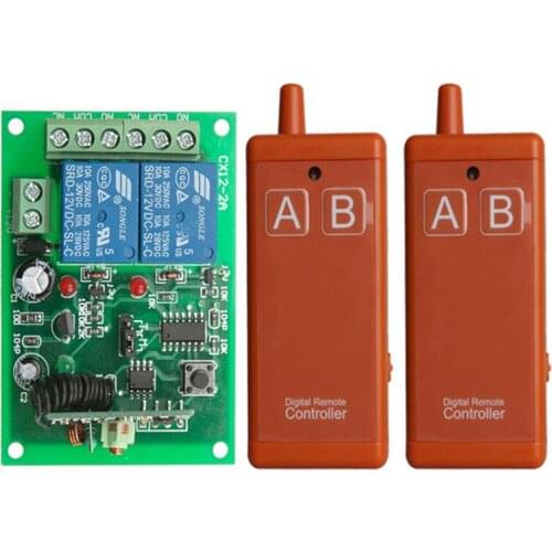 433MHz DC 12V 24V 2CH rf Remote Control Switch Wireless Relay Receiver Controller usb Rechargeable for Garage\ Door\ LED\ Bulb