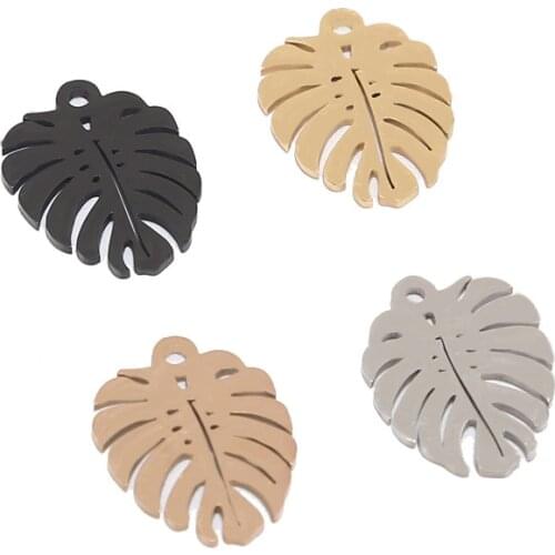 5pcs Stainless Steel Single Hole Leaves Bracelet Connectors Necklace Charms Pendant DIY Jewelry Making Handcrafted Accessories