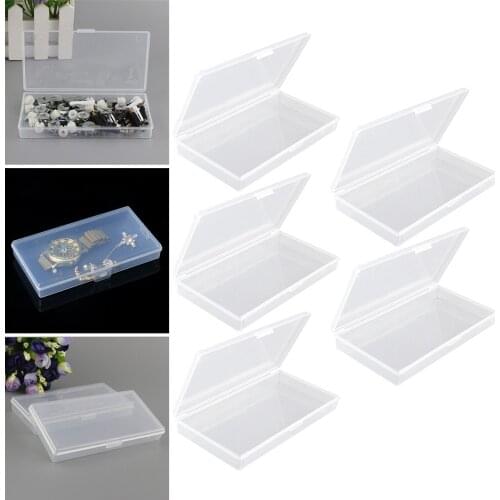 5*Storage Box 18*10.7*2.6cm Rectangular Plastic Transparent With Lid Storage Box Collection Container Case