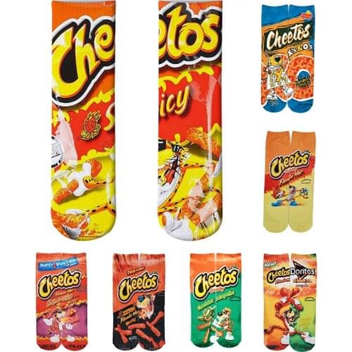 57 Styles 3D Printing Socks Men Women Ins Harajuku Cartoon Potato Chips Biscuits Food Novel Happy Funny New Year Socks 2021