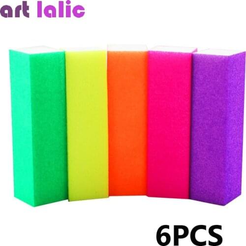 6pcs Nail Buffer Block Neon Color Buffing Sanding Buffer Block Files Manicure Nail Art Tips Women Homemade Beauty Manicure Tools
