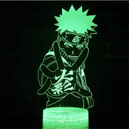 Acrylic 3D Led Lamp Anime Uzumaki Naruto Uchiha Sasuke Figure Kakashi Hatake Figure Nightlight For Bedroom Decor Kids Manga Gift