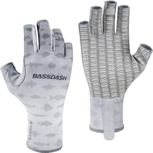 Bassdash UPF 50+ Men’s Breathable Fingerless Gloves with Gripping Palm Quick Dry Sun Protection Fishing Gloves