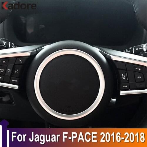 For Jaguar F-PACE 2016 2017 2018 Carbon Fiber Car Steering Wheel Protective Cover Trim Sticker Auto Interior Accessories