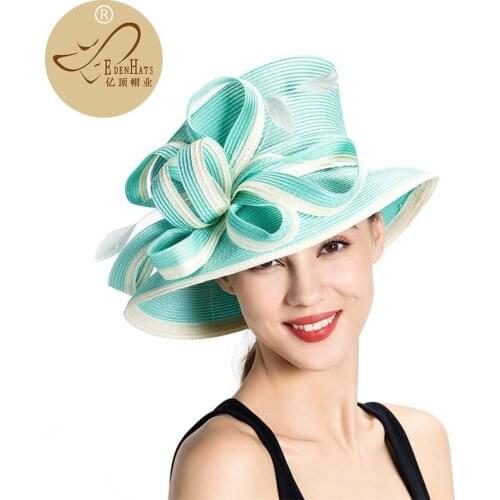 Elegant fashion fancy church hat with bowknot Wedding Hat PP Braid Hat Satin Braid Hat S10-3705