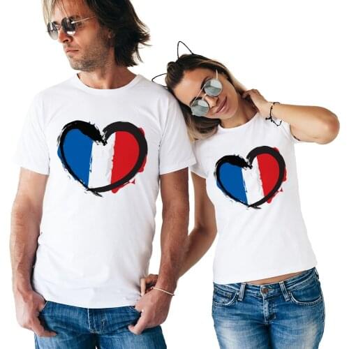Lovers Couples T Shirt Printed France Flag Women Tee Shirts Boyfriend Gift Tee Harajuku Hipster Hip Hop Couple Man T-Shirts