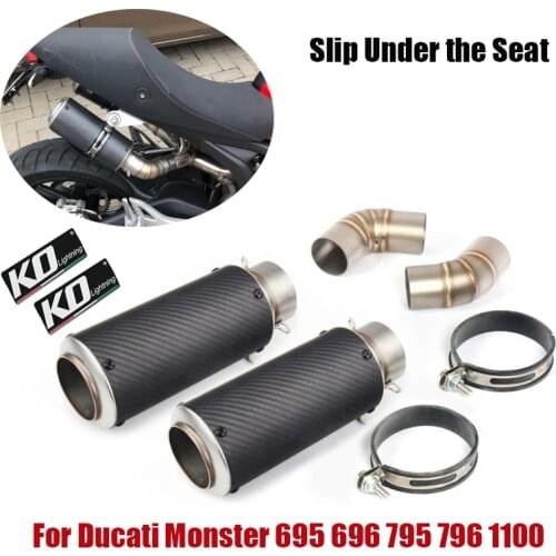 For Ducati Monster 695 696 795 796 1100 Motorcycle Middle Link Pipe Connect Slip On Exhaust Tail Muffler Carbon Fiber DB Killer