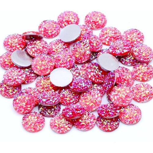 Hot 40pcs AB Resin 12mm Ore Round Flatback Rhinestone Scrapbook DIY Wedding Ornaments Buttons Crafts