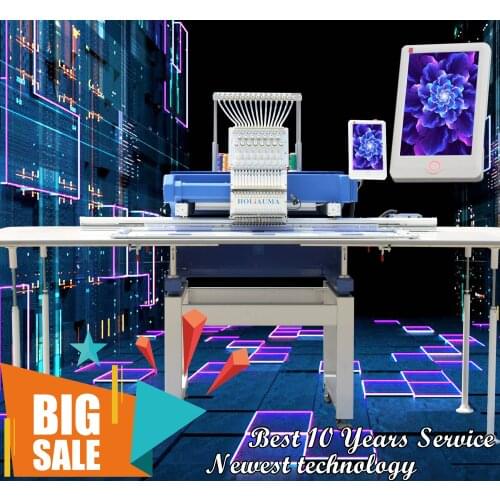 Holiauma Computerized 1 Head Embroidery Machine with Cap Tshirt Flat Embroidery 3 Main Functions