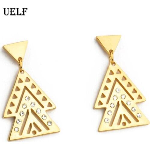 Uelf Personality Fashion triangle geometric Zirconia earrings Retro female Dangle long women earrings Jewelry