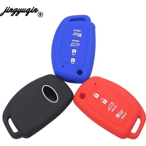 Jingyuqin 4 Buttons Silicone Car Key Case Fodling Cover Remote fob For Hyundai I45 Ix35 I40 Elantra Sonata Mistra Santa Tucson