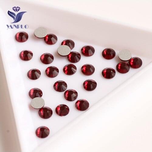 YANRUO 2028NoHF All Sizes Dark Siam Glass Stones Flat Back Crystals Non Hotfix Nails Art Strass Rhinestones For Jewelry
