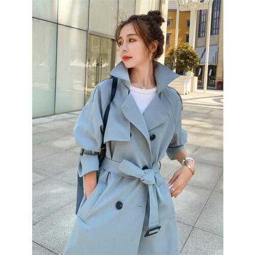 Classic Windbreaker Womens Mid-Length British Style 2021 New Temperament Popular Casual Fashion Slim Femme Trench Coat zh178