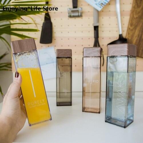 Korea Harajuku Water Bottle Female Cute Student Personality Creative Plastic Cup Square Simple Handy Cup