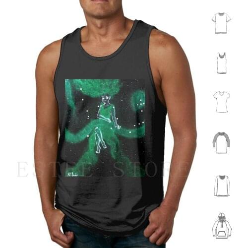 Ophiuchus And Serpens Tank Tops Vest Cotton Stars Star Astronomy Ophiuchus Serpens Snake Serpent Bearer Green Black White
