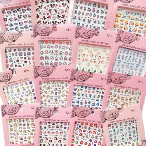 Disney Cartoon Cute Children Finger Nails Feet Nail Stickers Mickey Snow White Belle Mermaid Pooh Chip'n' Dale Marie Cat Sticker
