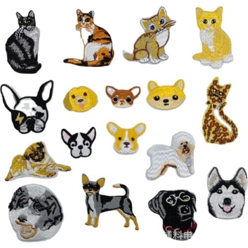 50pcs/lot Embroidery Patches Letters Clothing Decoration Accessories Cute Animals Dog Cat Diy Iron Heat Transfer Applique