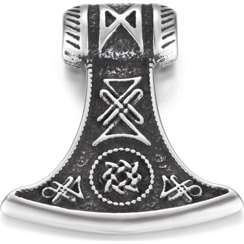 Stainless Steel Viking Axe Pendant Vintage Rune Necklace Pendants for DIY Accessories Jewelry Making Supplies