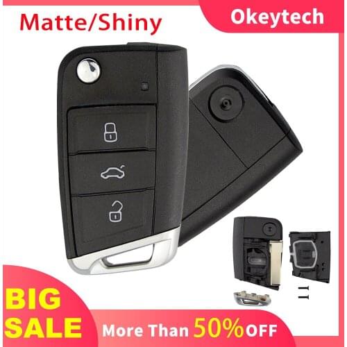 OkeyTech Shiny/Matte 3 Button Flip Remote Control Key Shell Case Cover Fob For VW Golf 7 Skoda Octavia Seat Leon Passat Polo