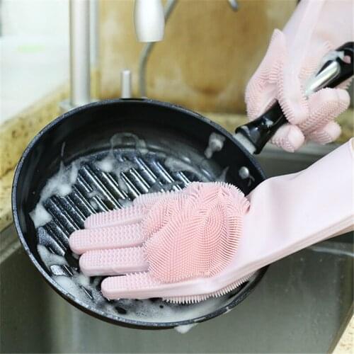 Kitchen Silicone Cleaning Gloves Magic Silicone Dish Washing Gloves Dishwashing Glove Household Tool for Cleaning Car Pet Brush