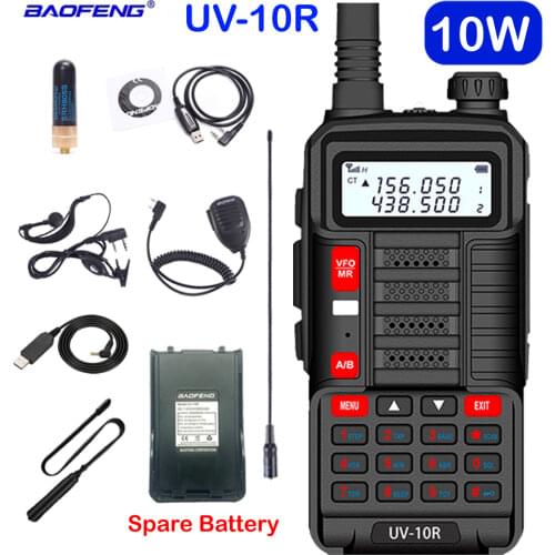BaoFeng Walkie Talkie UV-10R Two Way CB Radio Transmitter Long Range Baofeng UV10R 128CH VHF UHF 136-174Mhz 400-520Mhz Dual Band