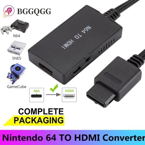 BGGQGG HD N64 To HDMI Converter HD Link Cable For N64/GameCube/SNES Plug and Play 1080P Nintendo 64 To HDMI Converte