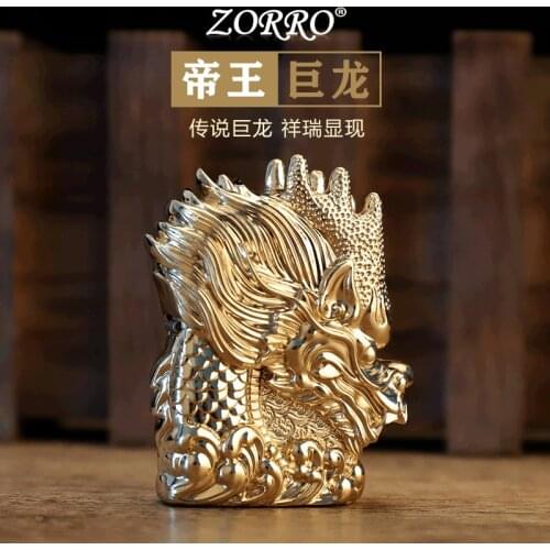 Luxury 3D Dragon Carving Lighter Vintage Metal Weel Kerosene Lighter Petrol Gasoline Lighter Windproof Men Smoking Lighter Gift