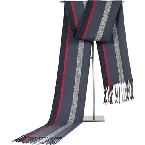 Striped Mens Scarf Male Classic Mens Business Warm Scarf Tassel Thickened Warm Neckband Imitation Cashmere Scarf